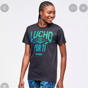 Zumba Fitness Black and Teal Graphic Tee